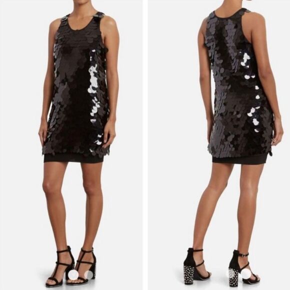 Kenneth Cole Sleeveless Black Paillete Swing Dress Small NWT - Picture 1 of 9
